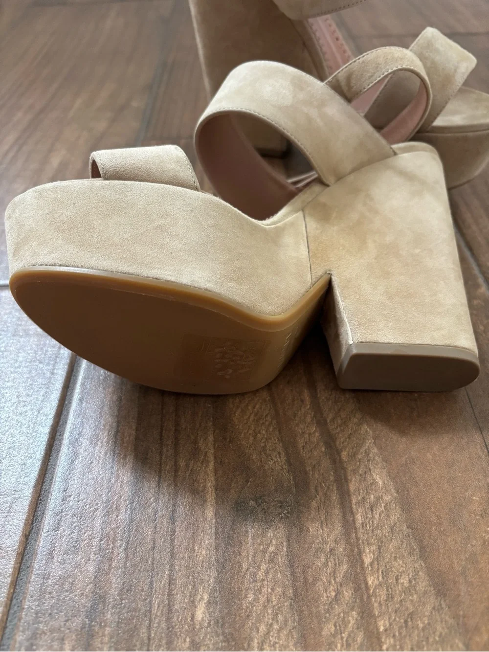 Twin-Set Beige Suede Platform Sandals